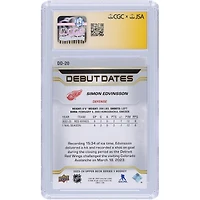 Simon Edvinsson Detroit Red Wings Autographed 2023-24 Upper Deck Series 1 Debut Dates #DD-20 CGC Fanatics Witnessed Authenticated Auto 10 Rookie Card