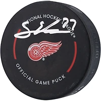 Rondelle de match officielle autographiée par Simon Edvinsson des Red Wings de Detroit