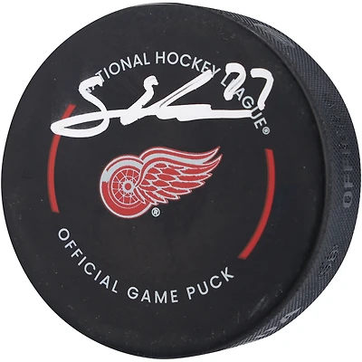 Rondelle de match officielle autographiée par Simon Edvinsson des Red Wings de Detroit