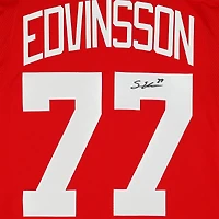 Maillot premium Red Fanatics autographié par Simon Edvinsson des Red Wings de Detroit