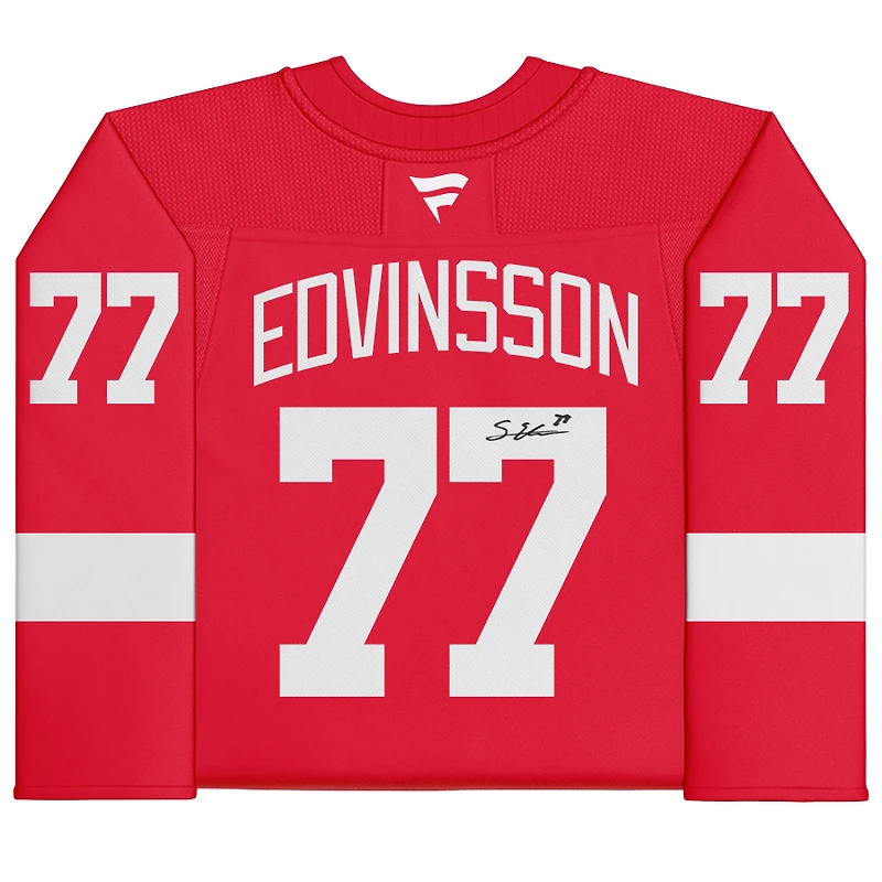 Maillot premium Red Fanatics autographié par Simon Edvinsson des Red Wings de Detroit