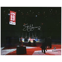Steve Yzerman Detroit Red Wings Autographed 16" x 20" Jersey Retirement Night Photograph