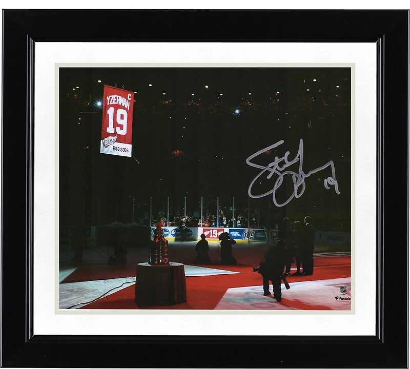 Steve Yzerman Detroit Red Wings Autographed 8" x 10" Jersey Retirement Night Photograph