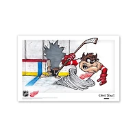 Affiche imprimée des Looney Tunes du Diable de Tasmanie, Detroit Red Wings, 11" x 17"