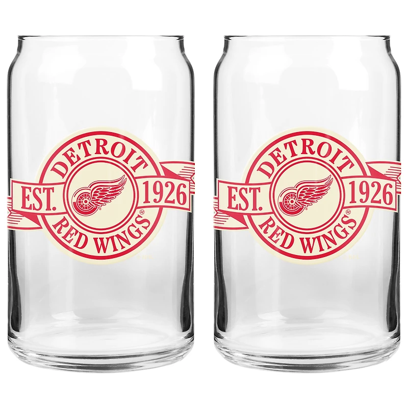 Le Sports Vault Detroit Red Wings 16 oz. Ensemble de deux verres à canettes