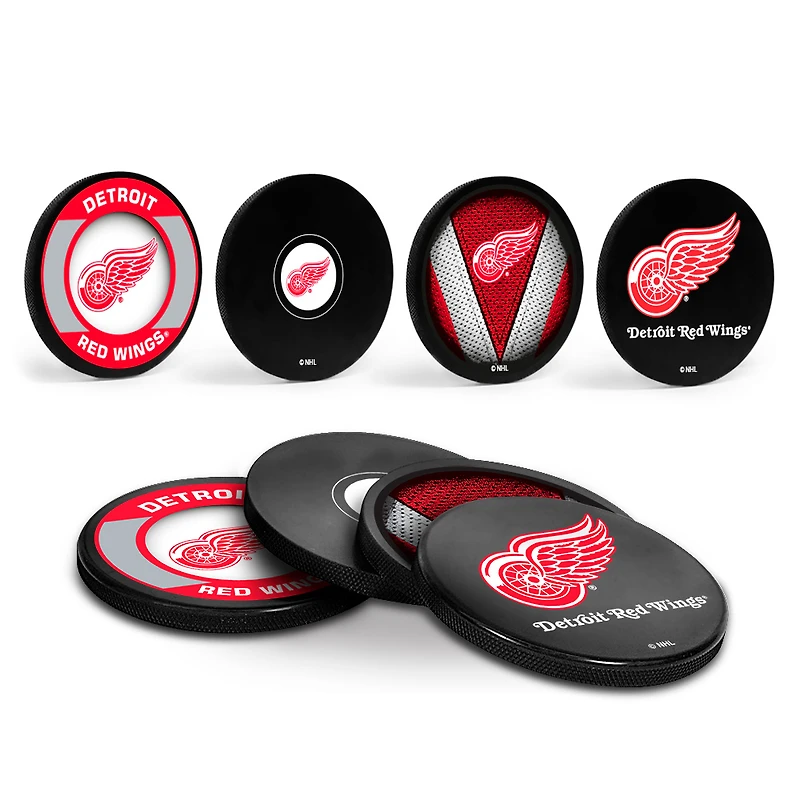 The Sports Vault Detroit Red Wings Four-Piece Puck Coaster Set