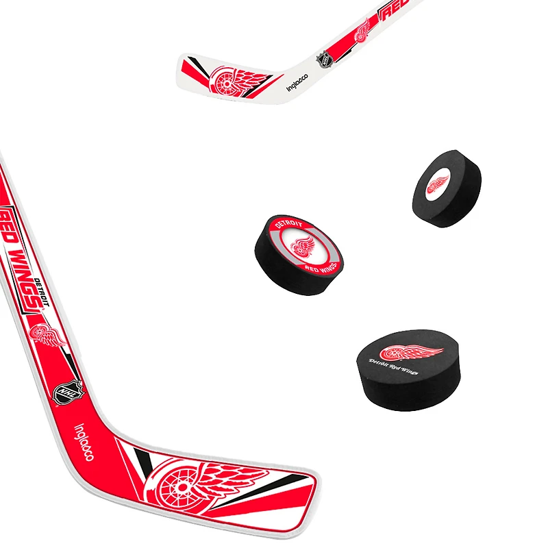 The Sports Vault Ensemble de huit mini bâtons de hockey et rondelles en mousse des Red Wings de Detroit