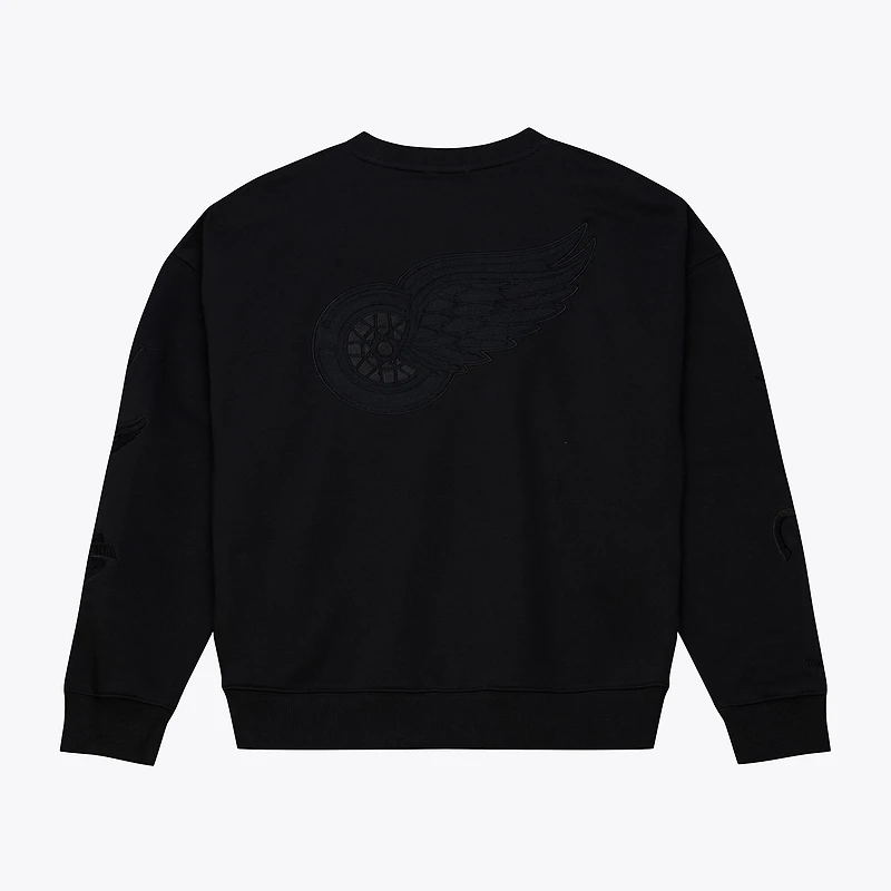 Sweat-shirt unisexe Mitchell & Ness noir Detroit Red Wings Phantom Fleece à col rond