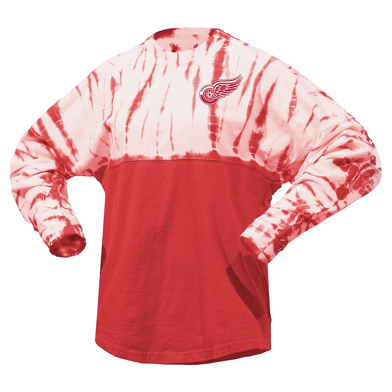 T-shirt à manches longues unisexe Spirit Jersey Red Detroit Wings Crystal Half Dye