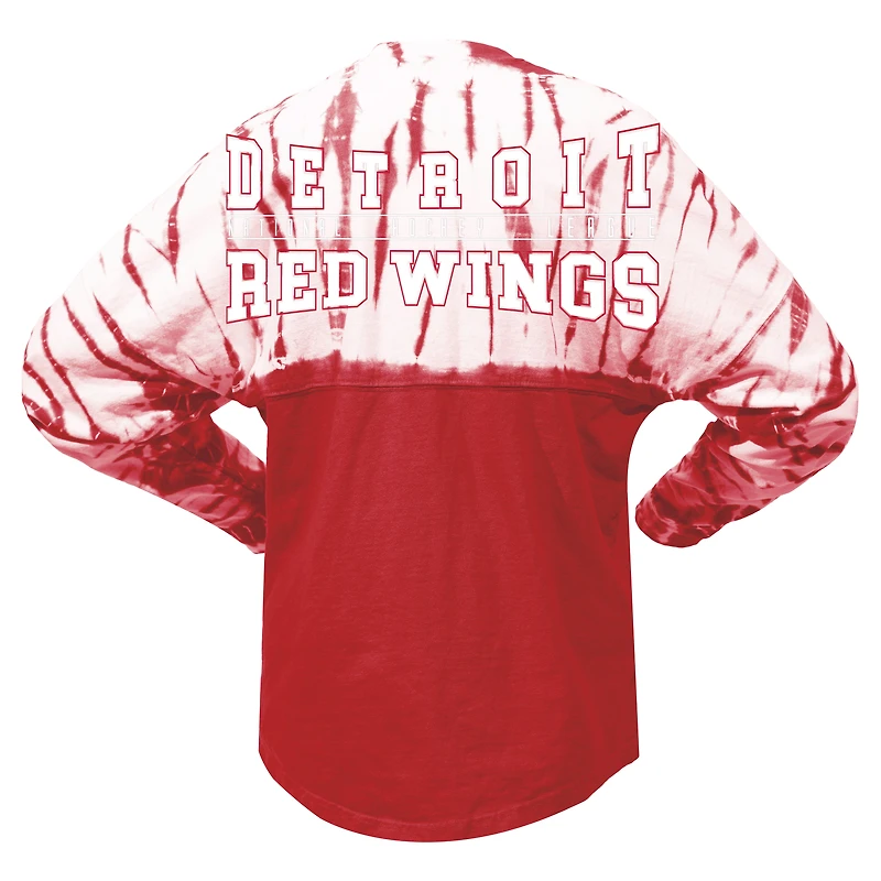 T-shirt à manches longues unisexe Spirit Jersey Red Detroit Wings Crystal Half Dye