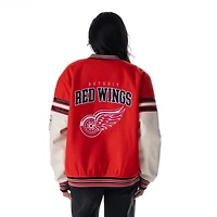 Unisex The Wild Collective  Red Detroit Wings Drop Shoulder Full-Snap Varsity Jacket