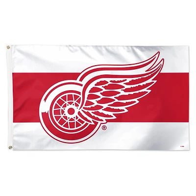 Drapeau de luxe à rayures horizontales WinCraft Detroit Red Wings 3 pi x 5 pi, simple face