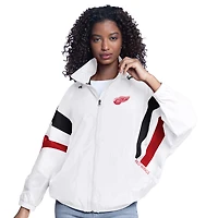 Women's G-III Sports by Carl Banks  White Detroit Red Wings Game News Oversized Full-Zip Hoodie Jacket