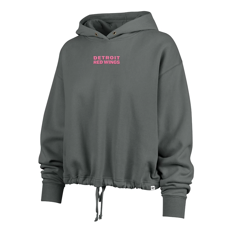 Sweat à capuche court Bright Side Venice '47 gris pour femme des Detroit Red Wings