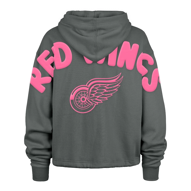 Sweat à capuche court Bright Side Venice '47 gris pour femme des Detroit Red Wings