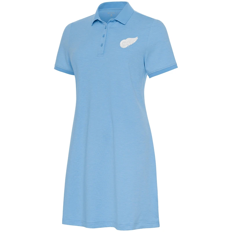 Women's Antigua Light Blue Detroit Red Wings White Logo Play Through Polo Dress