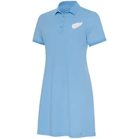 Women's Antigua Light Blue Detroit Red Wings White Logo Play Through Polo Dress