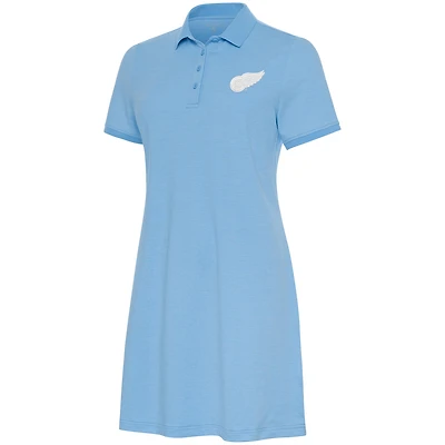 Women's Antigua Light Blue Detroit Red Wings White Logo Play Through Polo Dress