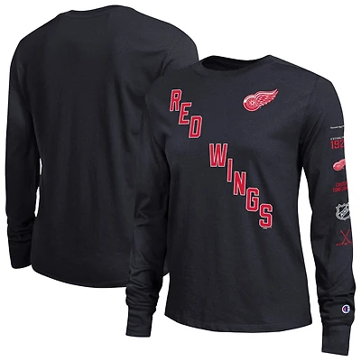 Women's Champion  Black Detroit Red Wings 2-Hit Long Sleeve T-Shirt