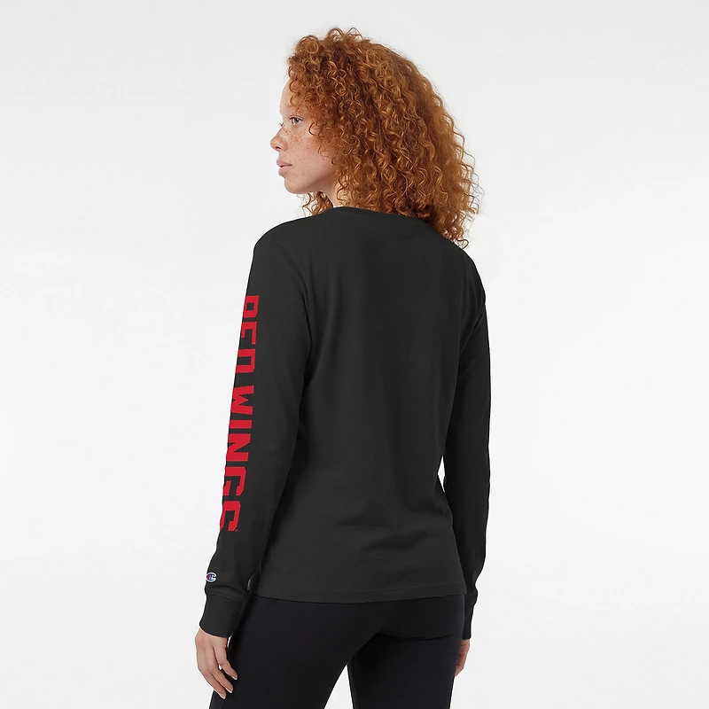 Women's Champion Black Detroit Red Wings 2-Hit Long Sleeve T-Shirt