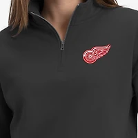 Women's Champion  Black Detroit Red Wings Powerblend Quarter-Zip Sweatshirt