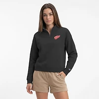Women's Champion  Black Detroit Red Wings Powerblend Quarter-Zip Sweatshirt