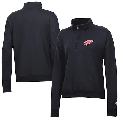 Women's Champion Black Detroit Red Wings Powerblend Quarter-Zip Sweatshirt
