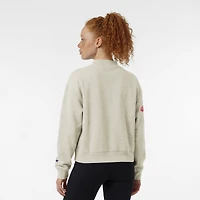 Women's Champion  Oatmeal Detroit Red Wings Collar Script Triumph Fleece Crewneck Sweatshirt
