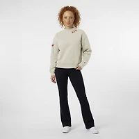 Women's Champion  Oatmeal Detroit Red Wings Collar Script Triumph Fleece Crewneck Sweatshirt