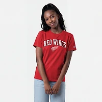 Women's Champion  Red Detroit Wings Arch Mascot Logo T-Shirt