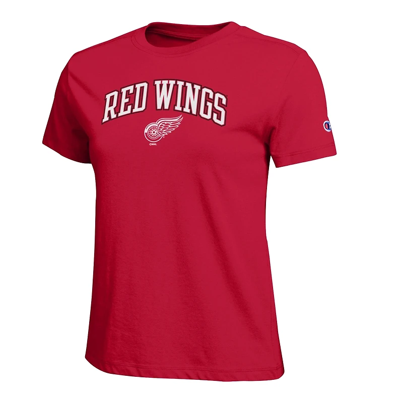 Women's Champion  Red Detroit Wings Arch Mascot Logo T-Shirt