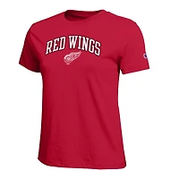 Women's Champion  Red Detroit Wings Arch Mascot Logo T-Shirt