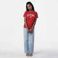 Women's Champion  Red Detroit Wings Arch Mascot Logo T-Shirt