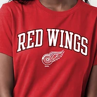T-shirt Champion rouge pour femmes avec logo de la mascotte des Red Wings Détroit