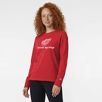 Women's Champion  Red Detroit Wings Wordmark Lockup Long Sleeve T-Shirt