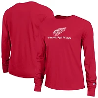 Women's Champion  Red Detroit Wings Wordmark Lockup Long Sleeve T-Shirt