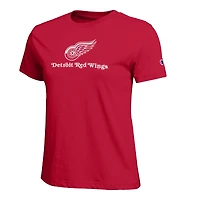 Women's Champion  Red Detroit Wings Wordmark Lockup T-Shirt