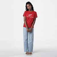 Women's Champion  Red Detroit Wings Wordmark Lockup T-Shirt