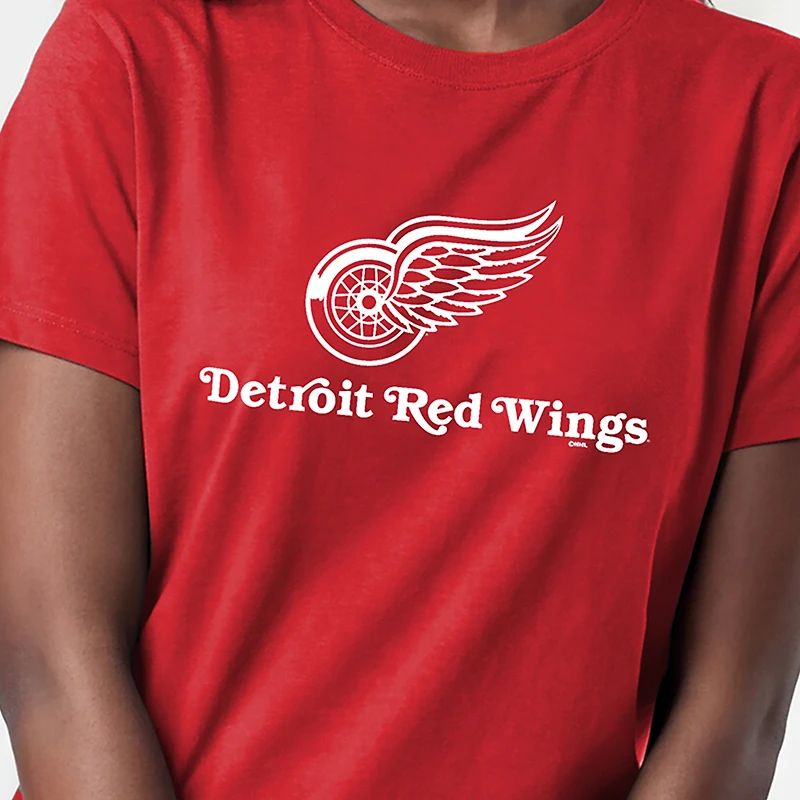Women's Champion  Red Detroit Wings Wordmark Lockup T-Shirt