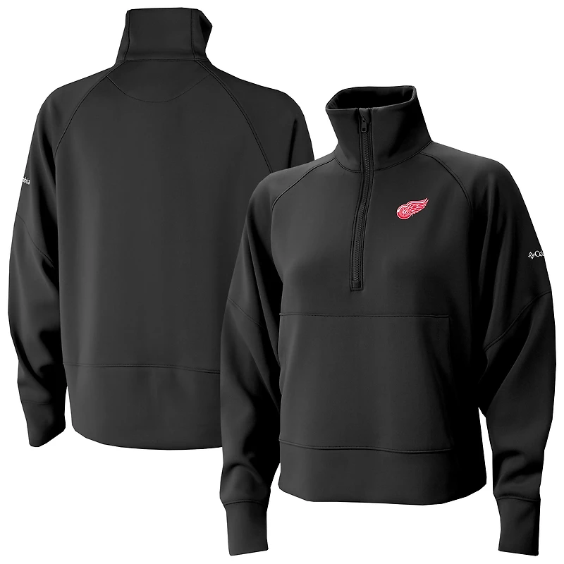 Women's Columbia Black Detroit Red Wings Wickhams Hills Raglan Omni-Wick Half-Zip Pullover
