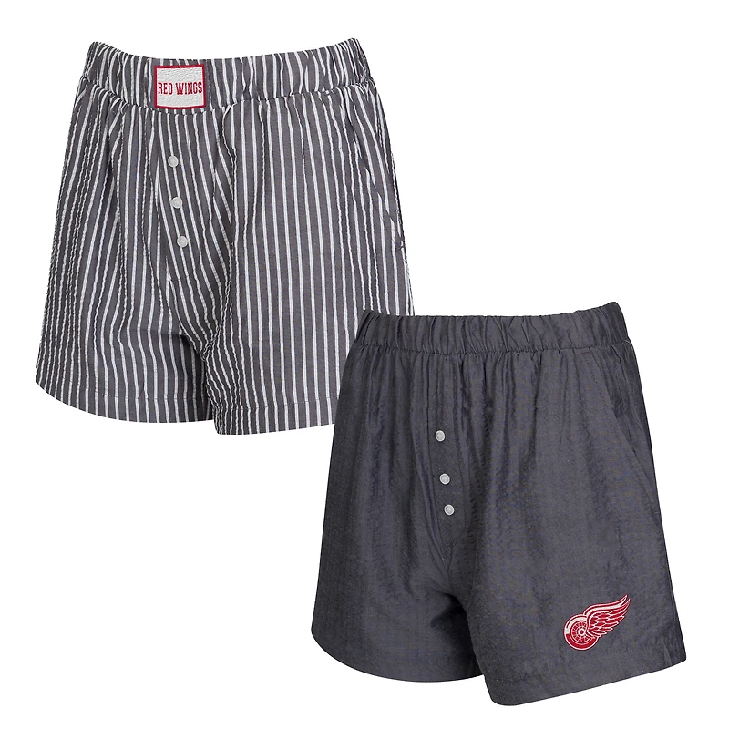 Ensemble de deux boxers Concepts Sport Charcoal Detroit Red Wings pour femme