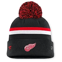 Bonnet en tricot à revers et pompon authentique Pro Rink des Red Wings de Detroit pour femme Fanatics Black