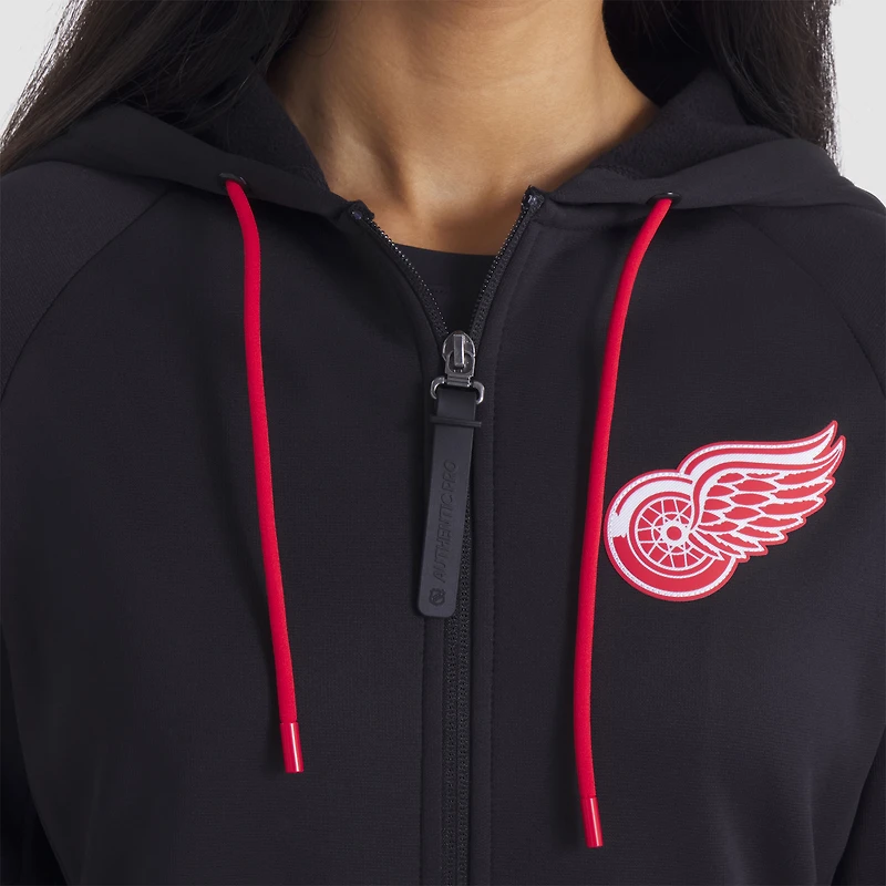 Women's Fanatics Black Detroit Red Wings Authentic Pro Rink Raglan Full-Zip Hoodie