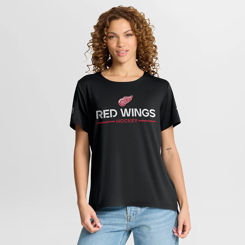 T-shirt technique authentique Pro Rink des Red Wings de Detroit pour femme Fanatics noir
