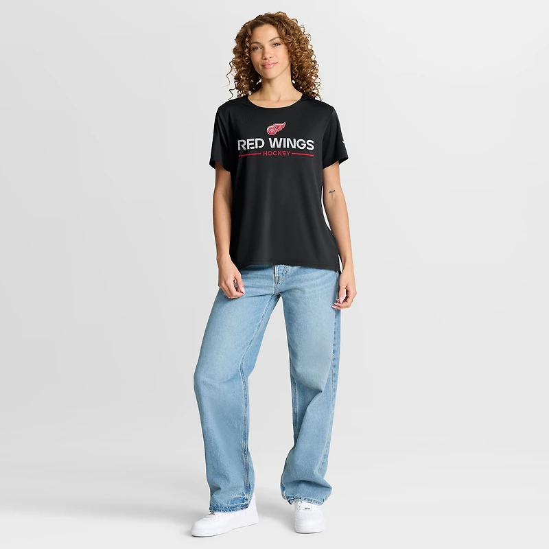 T-shirt technique authentique Pro Rink des Red Wings de Detroit pour femme Fanatics noir