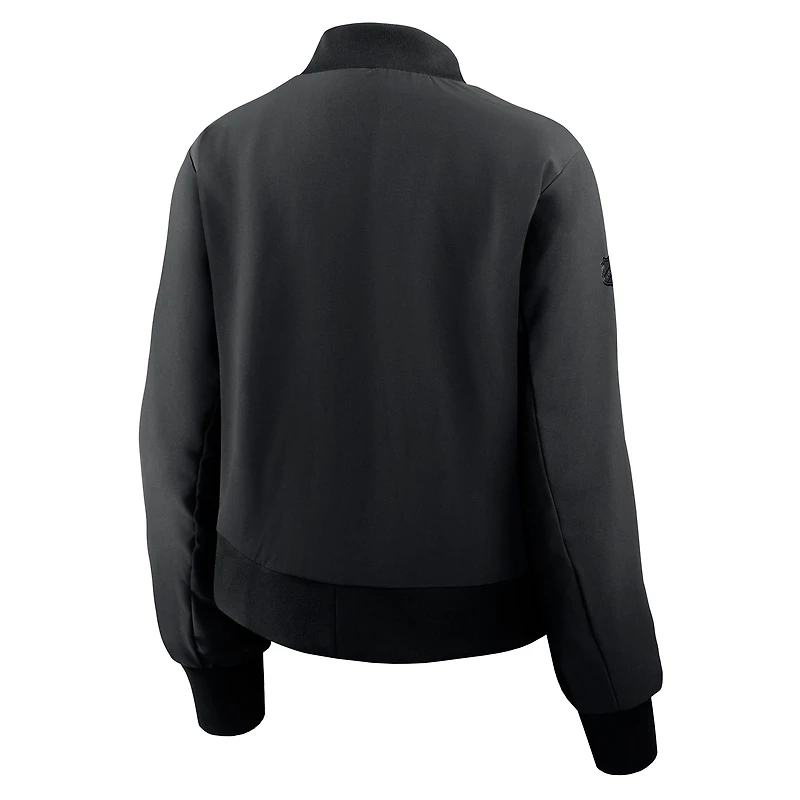 Blouson aviateur entièrement zippé Fanatics noir authentique des Red Wings de Detroit pour femme