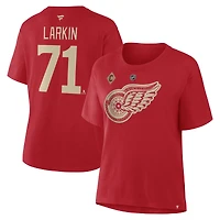 Women's Fanatics Dylan Larkin Red Detroit Wings Authentic Stack Name & Number T-Shirt