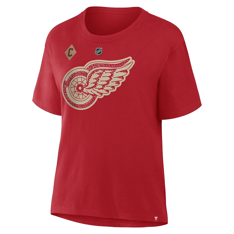 Women's Fanatics Dylan Larkin Red Detroit Wings Authentic Stack Name & Number T-Shirt