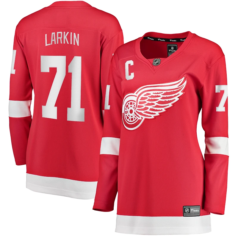 Maillot de joueur Dylan Larkin Red Detroit Wings Home Premier Breakaway Captain's Patch pour femmes Fanatics