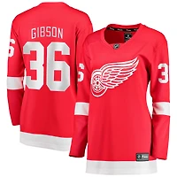 Maillot rouge des Red Wings de Detroit pour femmes, John Gibson, équipe la franchise féminine